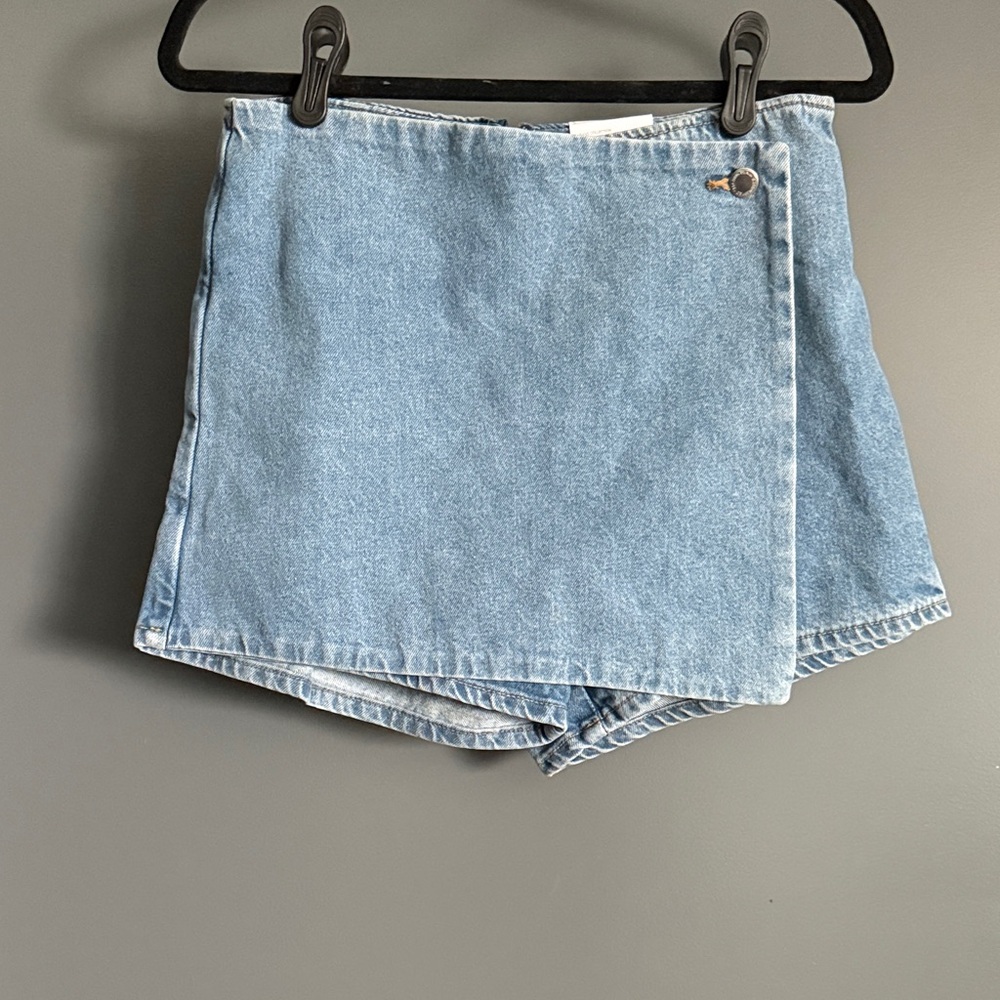 Mango Light Blue Denim Skorts